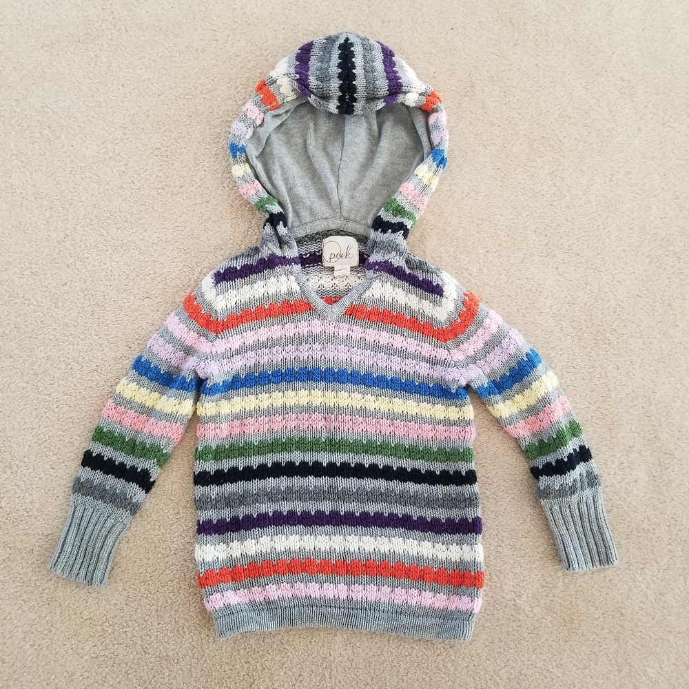 Peek Multicolored Striped Hooded Sweater Size S (4/5)